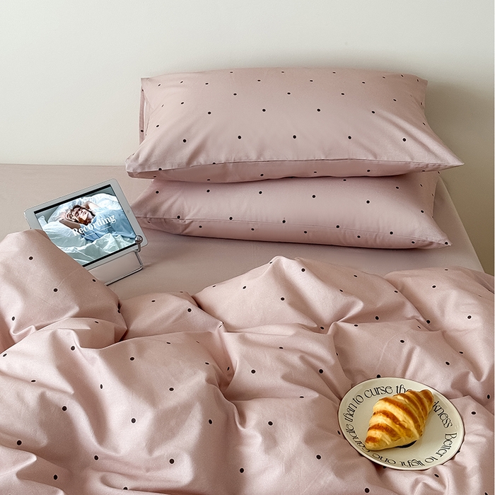 91家纺网 家纺一手货源 找家纺 Mr.pig猪先生水洗棉 2025新款小清新全棉四件套 栗子波点