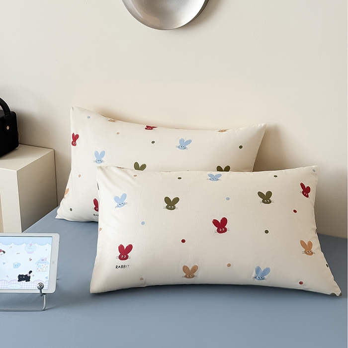 91家纺网 家纺一手货源 找家纺 Mr.pig猪先生水洗棉 2025新款小清新全棉四件套 萌兔