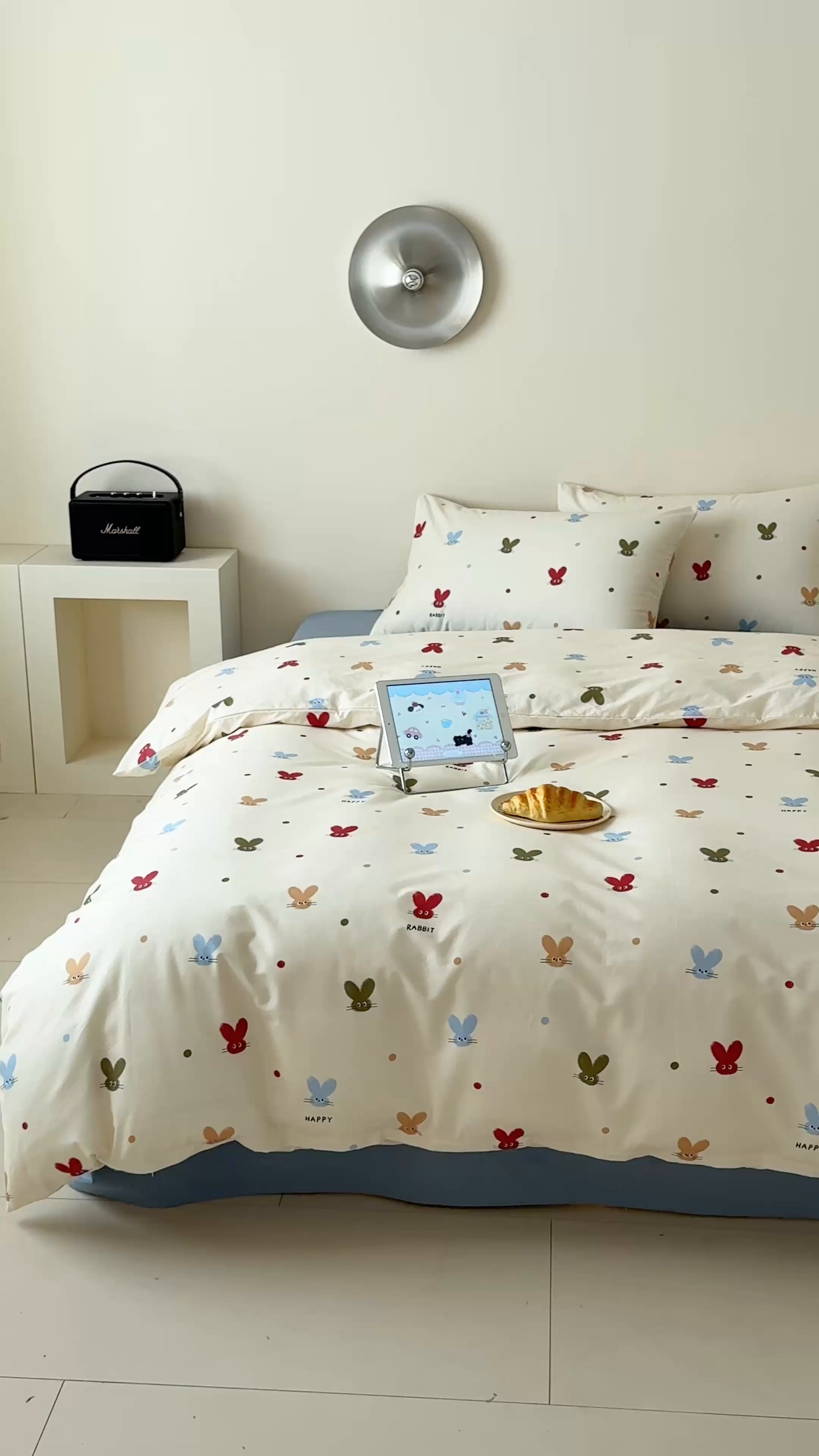 91家纺网 家纺一手货源 找家纺 Mr.pig猪先生水洗棉 2025新款小清新全棉四件套 萌兔