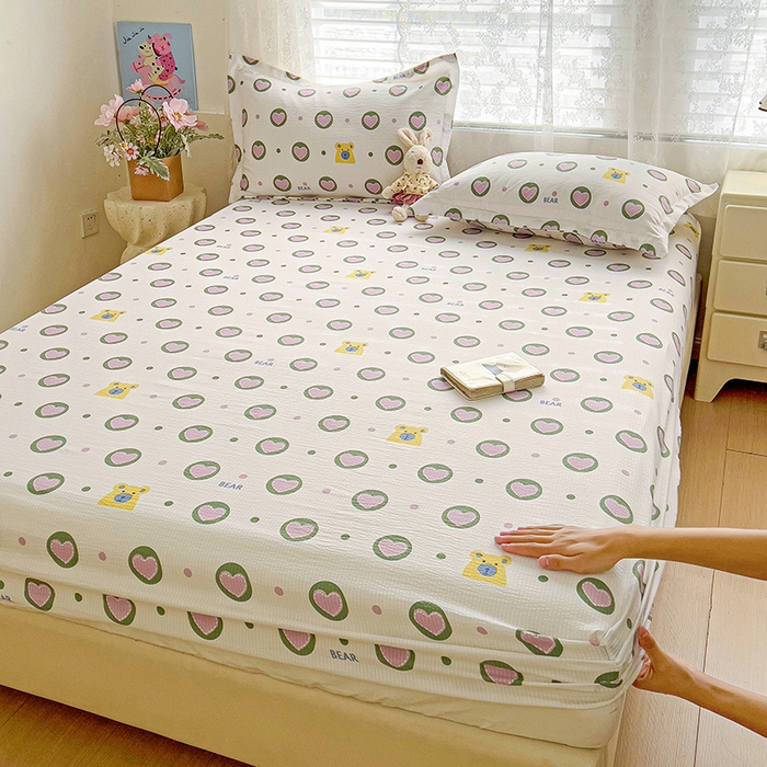 91家纺网 家纺一手货源 找家纺 （总）恬澳家纺 2025新款A类印花泡泡棉床笠-场景二