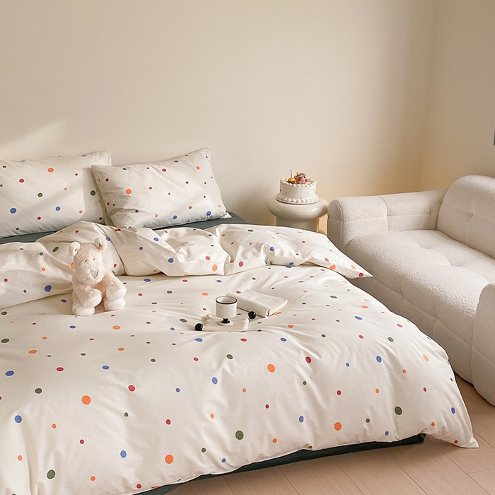 91家纺网 家纺一手货源 找家纺 Mr.pig猪先生水洗棉 2025新款小清新全棉四件套 甜甜圈