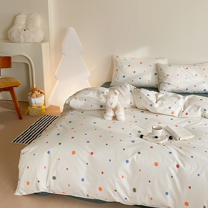 91家纺网 家纺一手货源 找家纺 Mr.pig猪先生水洗棉 2025新款小清新全棉四件套 甜甜圈