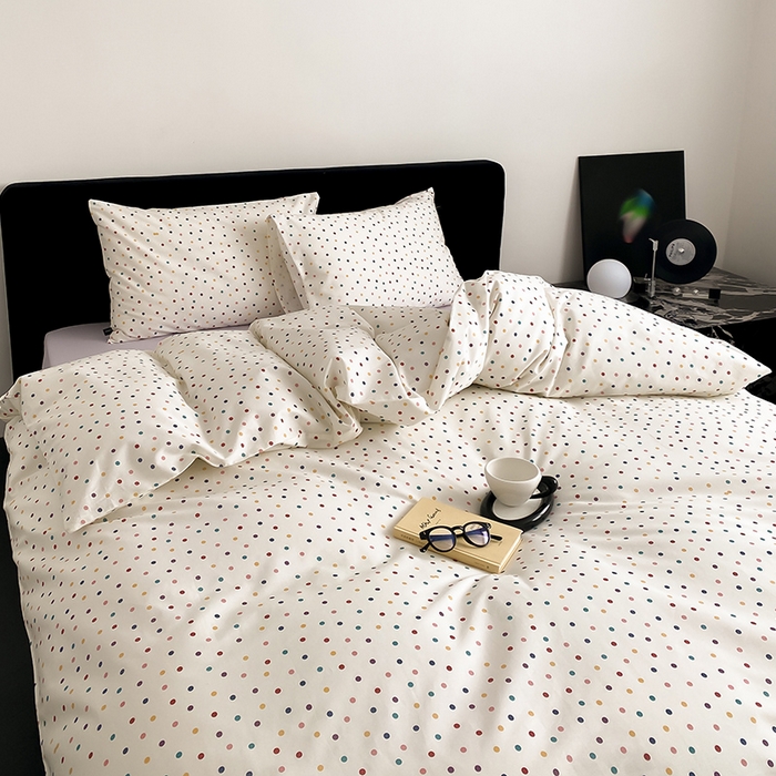 91家纺网 家纺一手货源 找家纺 Mr.pig猪先生水洗棉 2025新款小清新全棉四件套 五彩波点