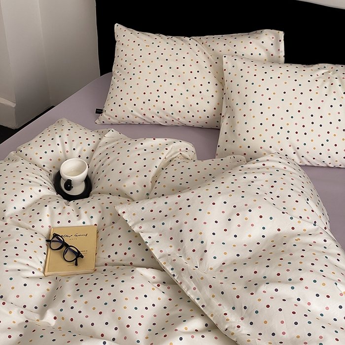 91家纺网 家纺一手货源 找家纺 Mr.pig猪先生水洗棉 2025新款小清新全棉四件套 五彩波点