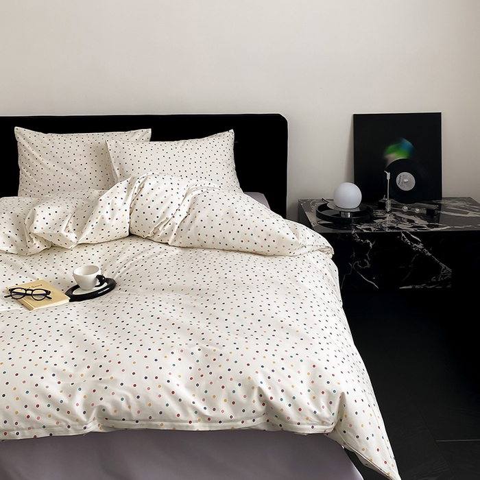 91家纺网 家纺一手货源 找家纺 Mr.pig猪先生水洗棉 2025新款小清新全棉四件套 五彩波点