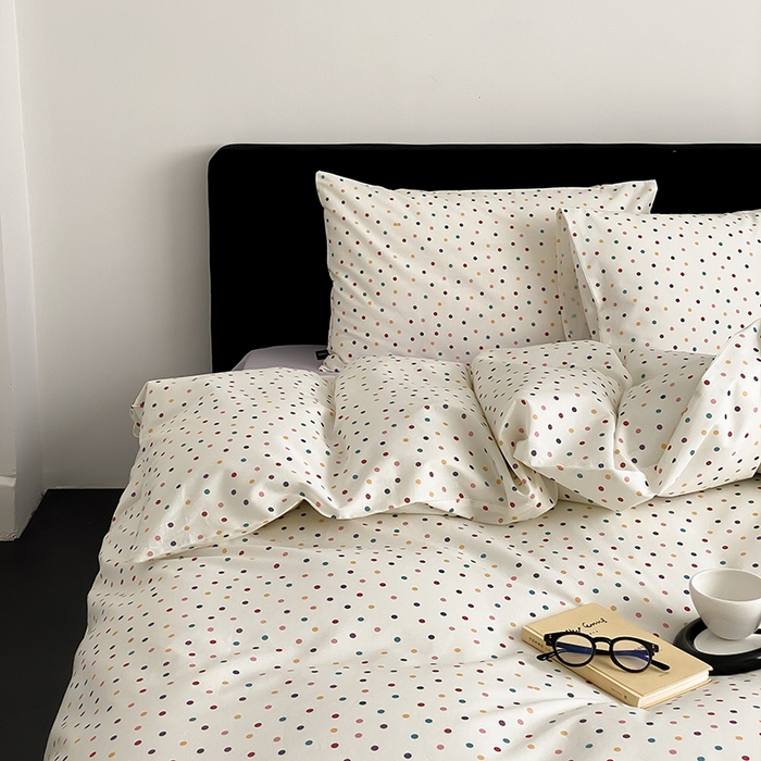 91家纺网 家纺一手货源 找家纺 Mr.pig猪先生水洗棉 2025新款小清新全棉四件套 五彩波点