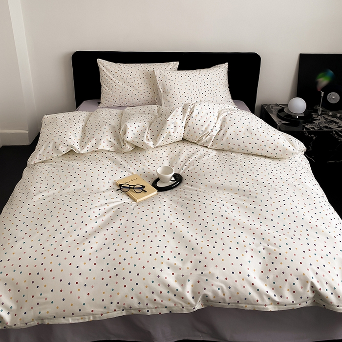 91家纺网 家纺一手货源 找家纺 Mr.pig猪先生水洗棉 2025新款小清新全棉四件套 五彩波点