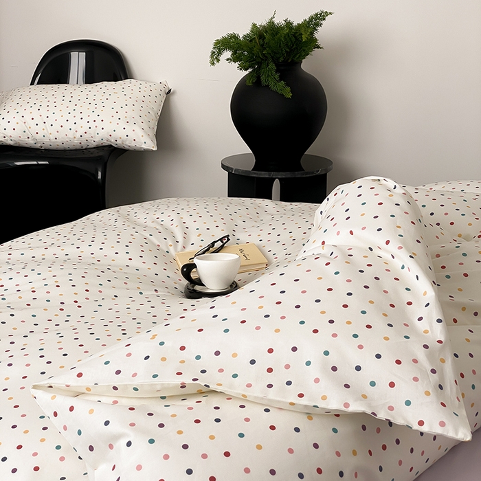 91家纺网 家纺一手货源 找家纺 Mr.pig猪先生水洗棉 2025新款小清新全棉四件套 五彩波点