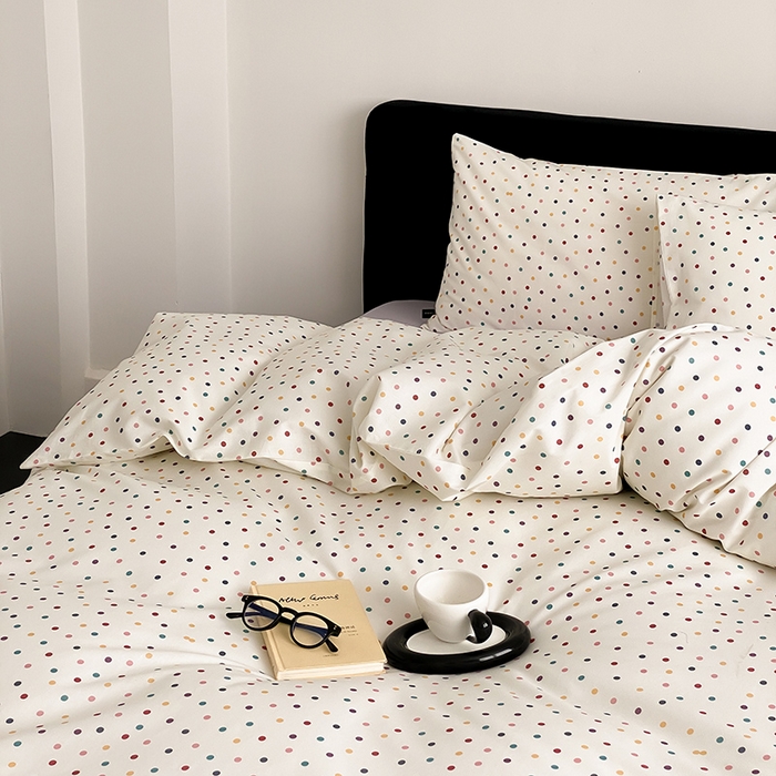 91家纺网 家纺一手货源 找家纺 Mr.pig猪先生水洗棉 2025新款小清新全棉四件套 五彩波点