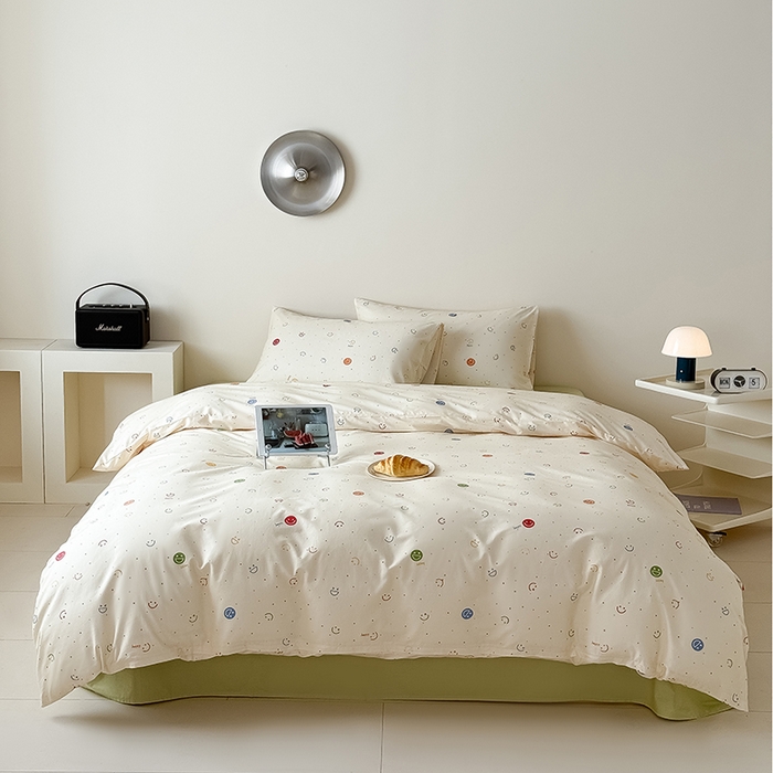 Mr.pig猪先生水洗棉 2025新款小清新全棉四件套 笑脸