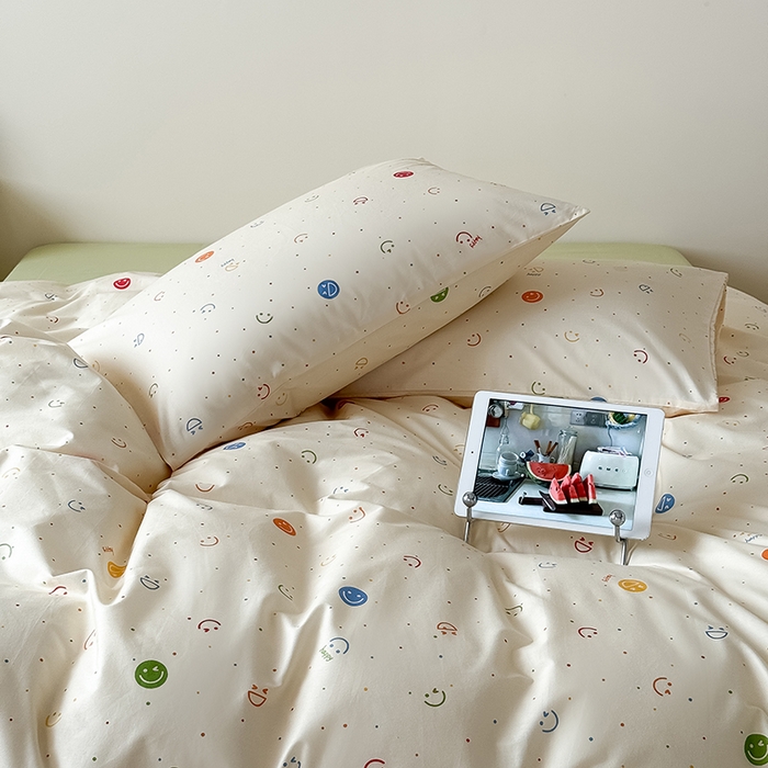 91家纺网 家纺一手货源 找家纺 Mr.pig猪先生水洗棉 2025新款小清新全棉四件套 笑脸