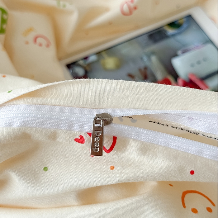 91家纺网 家纺一手货源 找家纺 Mr.pig猪先生水洗棉 2025新款小清新全棉四件套 笑脸