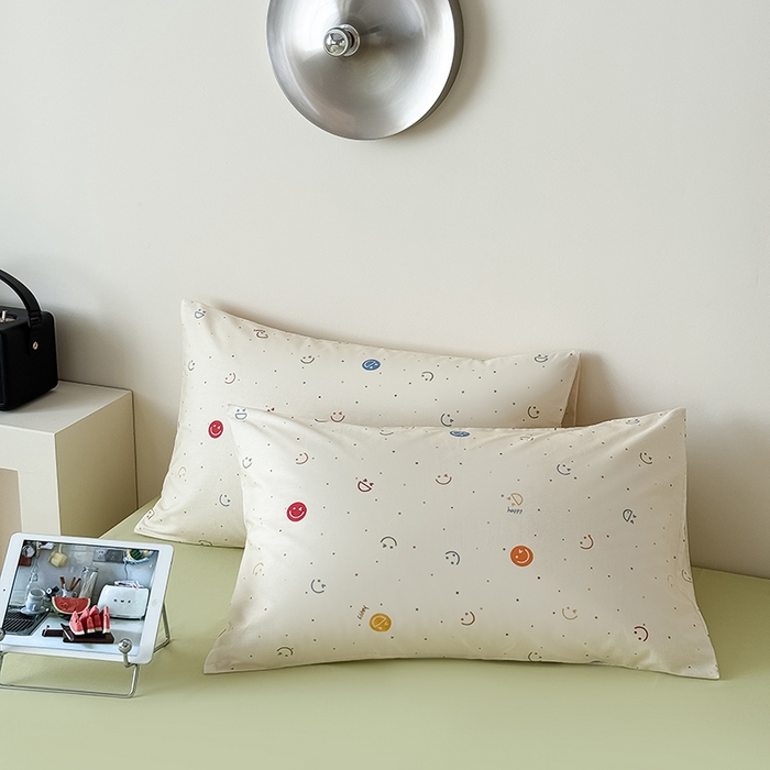 91家纺网 家纺一手货源 找家纺 Mr.pig猪先生水洗棉 2025新款小清新全棉四件套 笑脸