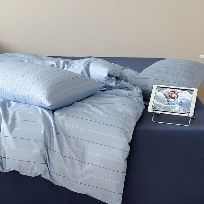 91家纺网 家纺一手货源 找家纺 Mr.pig猪先生水洗棉 2025新款小清新全棉四件套 星觅-竖条