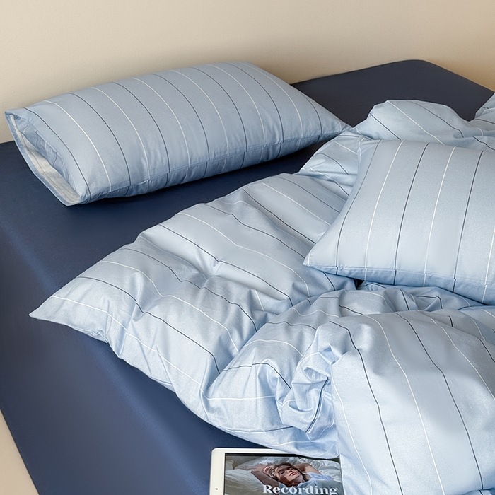 91家纺网 家纺一手货源 找家纺 Mr.pig猪先生水洗棉 2025新款小清新全棉四件套 星觅-竖条