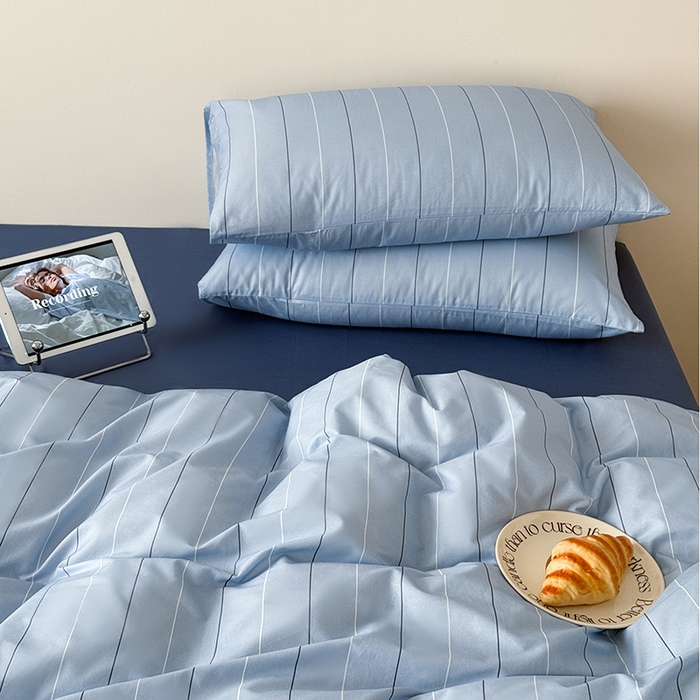 91家纺网 家纺一手货源 找家纺 Mr.pig猪先生水洗棉 2025新款小清新全棉四件套 星觅-竖条