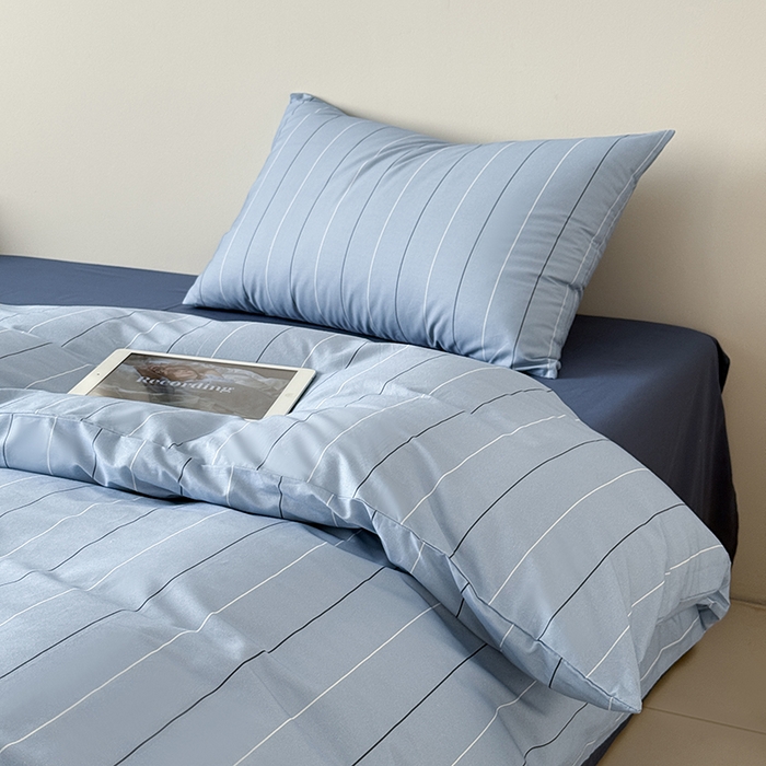 91家纺网 家纺一手货源 找家纺 Mr.pig猪先生水洗棉 2025新款小清新全棉四件套 星觅-竖条