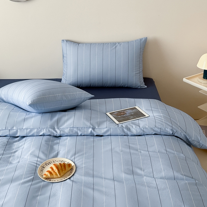 91家纺网 家纺一手货源 找家纺 Mr.pig猪先生水洗棉 2025新款小清新全棉四件套 星觅-竖条