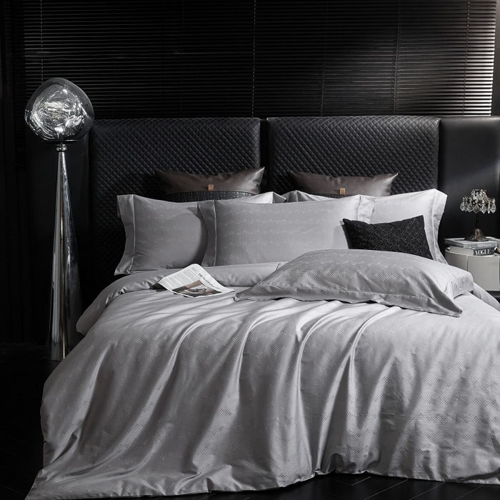 91家纺网 家纺一手货源 找家纺 舒慕家纺 2025新款亲肤舒适高端100S长绒棉纯棉银丝提花四件套 爱格091