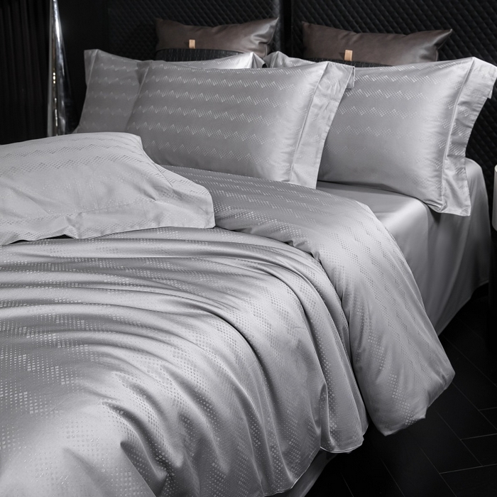 91家纺网 家纺一手货源 找家纺 舒慕家纺 2025新款亲肤舒适高端100S长绒棉纯棉银丝提花四件套 爱格091