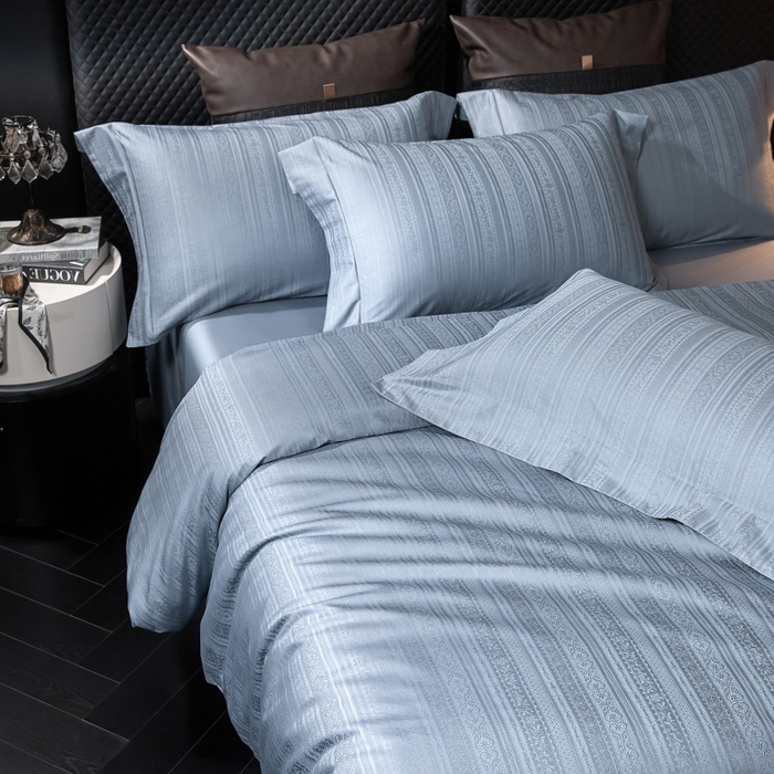 91家纺网 家纺一手货源 找家纺 舒慕家纺 2025新款亲肤舒适高端100S长绒棉纯棉银丝提花四件套 非凡084