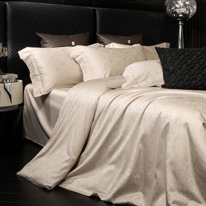 91家纺网 家纺一手货源 找家纺 舒慕家纺 2025新款亲肤舒适高端100S长绒棉纯棉银丝提花四件套 罗浮宫079