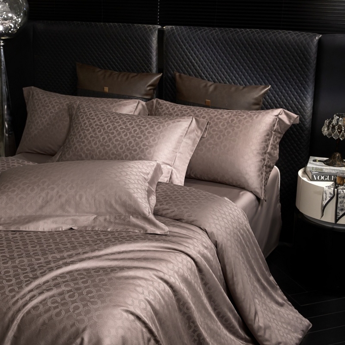 91家纺网 家纺一手货源 找家纺 舒慕家纺 2025新款亲肤舒适高端100S长绒棉纯棉银丝提花四件套 麦图089