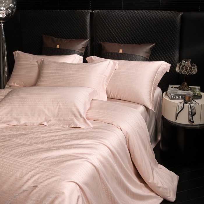 91家纺网 家纺一手货源 找家纺 舒慕家纺 2025新款亲肤舒适高端100S长绒棉纯棉银丝提花四件套 若初016