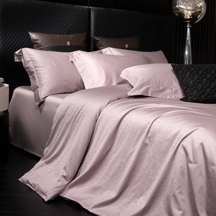 91家纺网 家纺一手货源 找家纺 舒慕家纺 2025新款亲肤舒适高端100S长绒棉纯棉银丝提花四件套 时间煮雨086