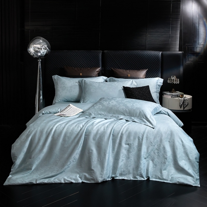 91家纺网 家纺一手货源 找家纺 舒慕家纺 2025新款亲肤舒适高端100S长绒棉纯棉银丝提花四件套 五度空间001