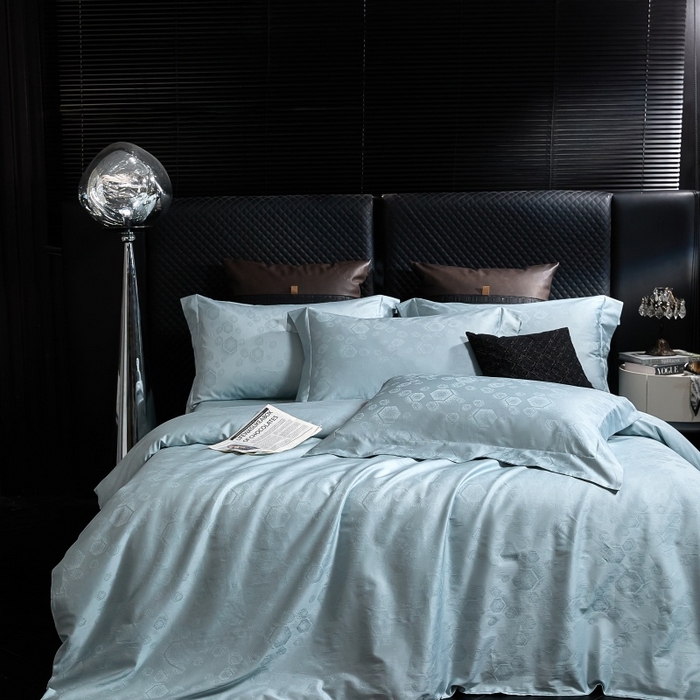 91家纺网 家纺一手货源 找家纺 舒慕家纺 2025新款亲肤舒适高端100S长绒棉纯棉银丝提花四件套 五度空间001