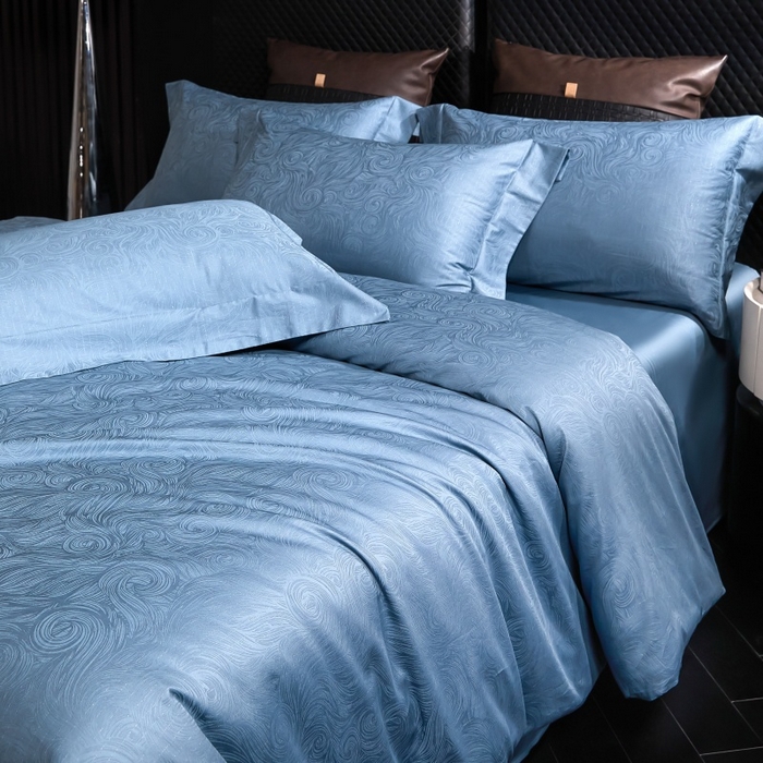 91家纺网 家纺一手货源 找家纺 舒慕家纺 2025新款亲肤舒适高端100S长绒棉纯棉银丝提花四件套 星空003