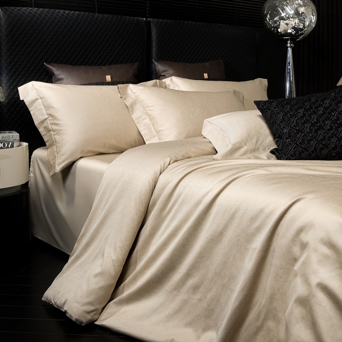 91家纺网 家纺一手货源 找家纺 舒慕家纺 2025新款亲肤舒适高端100S长绒棉纯棉银丝提花四件套 伊思梦058