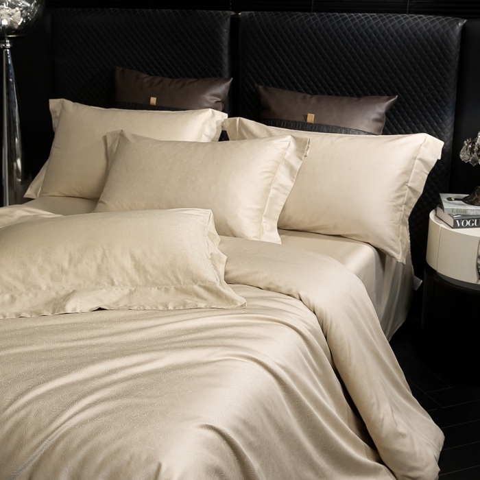 91家纺网 家纺一手货源 找家纺 舒慕家纺 2025新款亲肤舒适高端100S长绒棉纯棉银丝提花四件套 伊思梦058