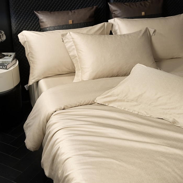 91家纺网 家纺一手货源 找家纺 舒慕家纺 2025新款亲肤舒适高端100S长绒棉纯棉银丝提花四件套 伊思梦058