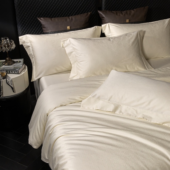 91家纺网 家纺一手货源 找家纺 舒慕家纺 2025新款亲肤舒适高端100S长绒棉纯棉银丝提花四件套 艺术之韵034