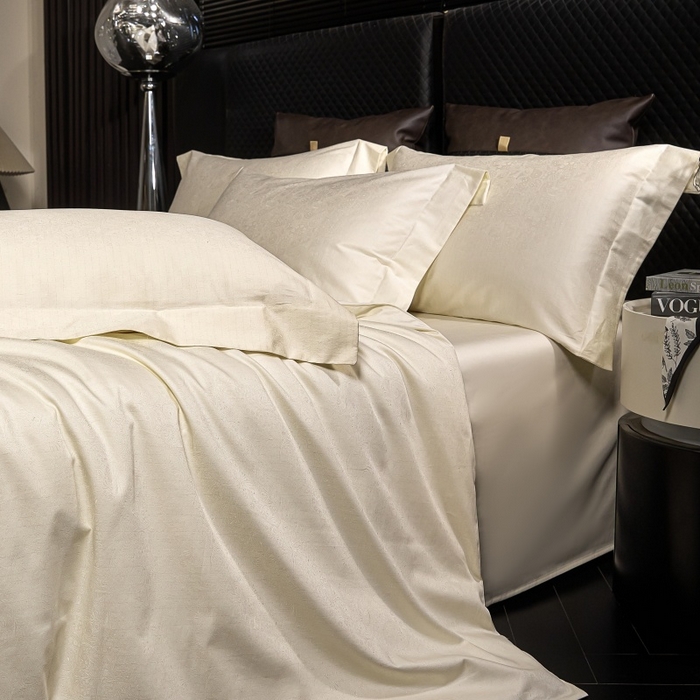 91家纺网 家纺一手货源 找家纺 舒慕家纺 2025新款亲肤舒适高端100S长绒棉纯棉银丝提花四件套 艺术之韵034