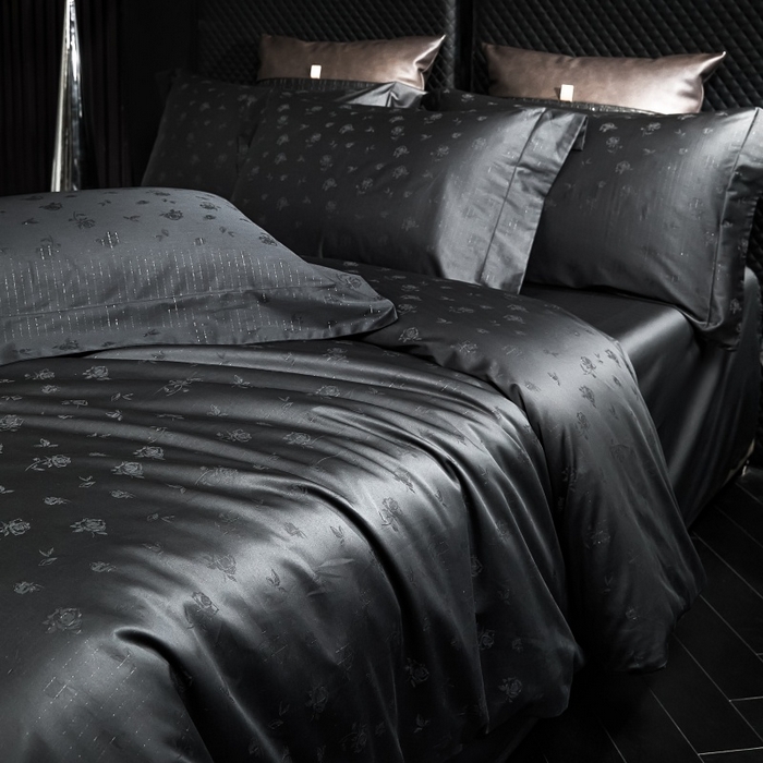 91家纺网 家纺一手货源 找家纺 舒慕家纺 2025新款亲肤舒适高端100S长绒棉纯棉银丝提花四件套 真爱111