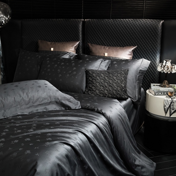 91家纺网 家纺一手货源 找家纺 舒慕家纺 2025新款亲肤舒适高端100S长绒棉纯棉银丝提花四件套 真爱111