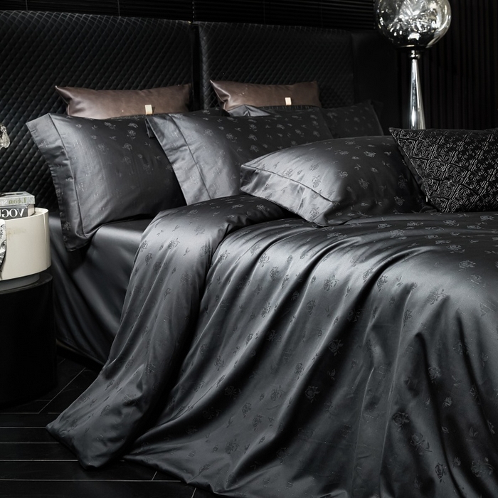 91家纺网 家纺一手货源 找家纺 舒慕家纺 2025新款亲肤舒适高端100S长绒棉纯棉银丝提花四件套 真爱111