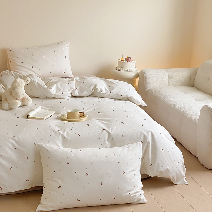 91家纺网 家纺一手货源 找家纺 Mr.pig猪先生水洗棉 2025新款小清新全棉四件套 月亮星河