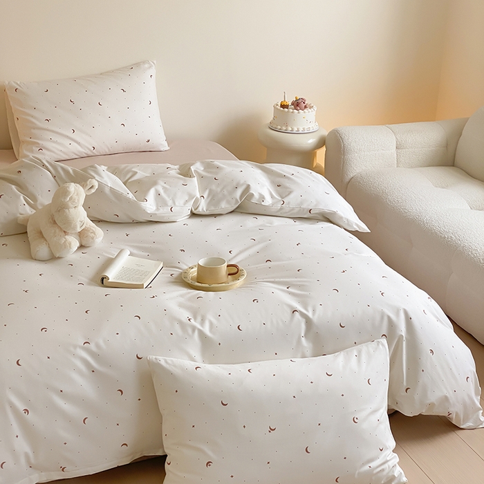 91家纺网 家纺一手货源 找家纺 Mr.pig猪先生水洗棉 2025新款小清新全棉四件套 月亮星河