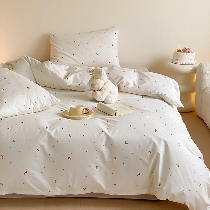 91家纺网 家纺一手货源 找家纺 Mr.pig猪先生水洗棉 2025新款小清新全棉四件套 月亮星河