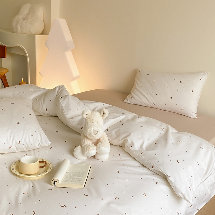 91家纺网 家纺一手货源 找家纺 Mr.pig猪先生水洗棉 2025新款小清新全棉四件套 月亮星河