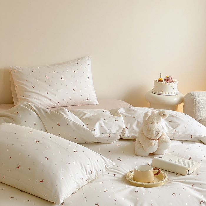 91家纺网 家纺一手货源 找家纺 Mr.pig猪先生水洗棉 2025新款小清新全棉四件套 月亮星河