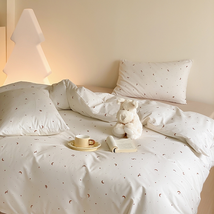 91家纺网 家纺一手货源 找家纺 Mr.pig猪先生水洗棉 2025新款小清新全棉四件套 月亮星河