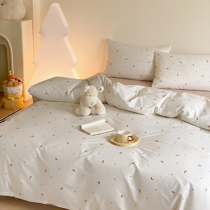 91家纺网 家纺一手货源 找家纺 Mr.pig猪先生水洗棉 2025新款小清新全棉四件套 月亮星河