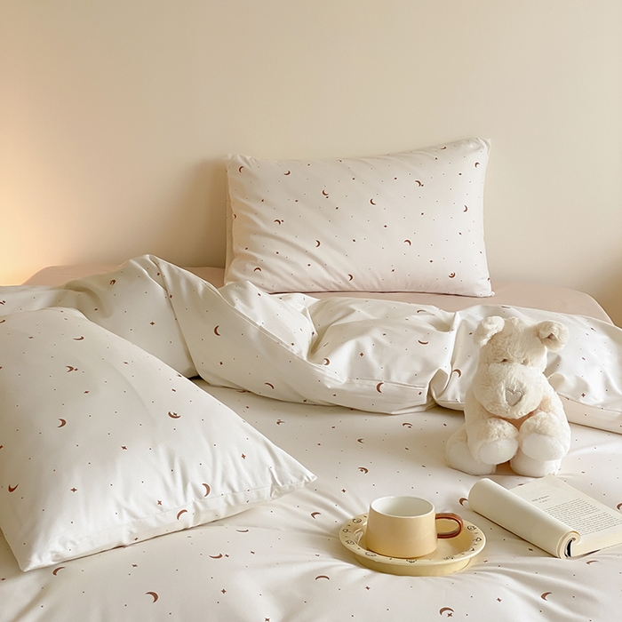 91家纺网 家纺一手货源 找家纺 Mr.pig猪先生水洗棉 2025新款小清新全棉四件套 月亮星河