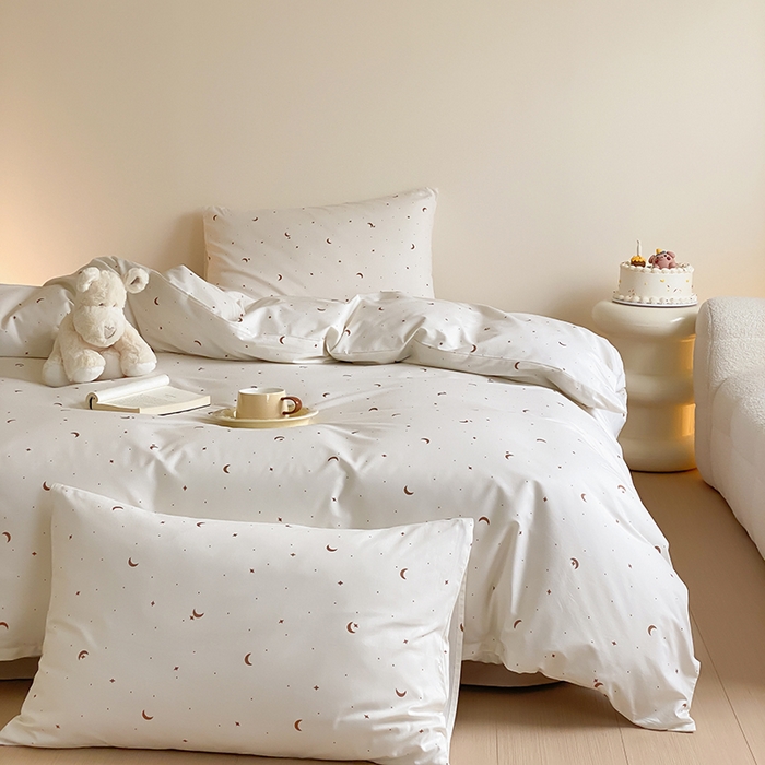 91家纺网 家纺一手货源 找家纺 Mr.pig猪先生水洗棉 2025新款小清新全棉四件套 月亮星河