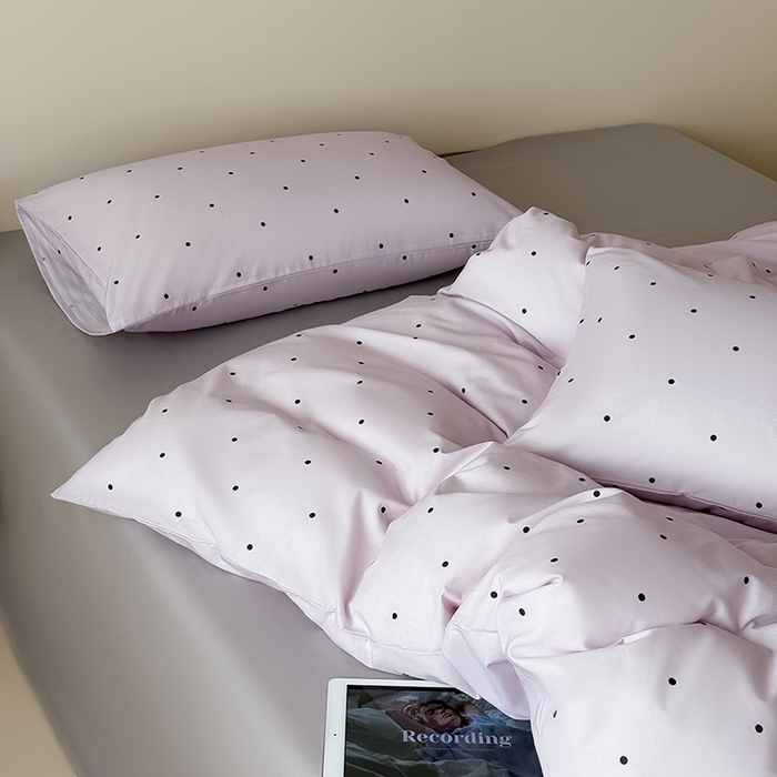 91家纺网 家纺一手货源 找家纺 Mr.pig猪先生水洗棉 2025新款小清新全棉四件套 紫色波点